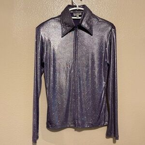 Hobby Horse Purple Sparkle Western Show Shirt Jacket Zip Stretch Equestrian Med